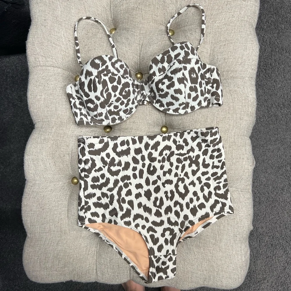 J.Crew two piece set. Top size 32D and high rise bottoms are XS.